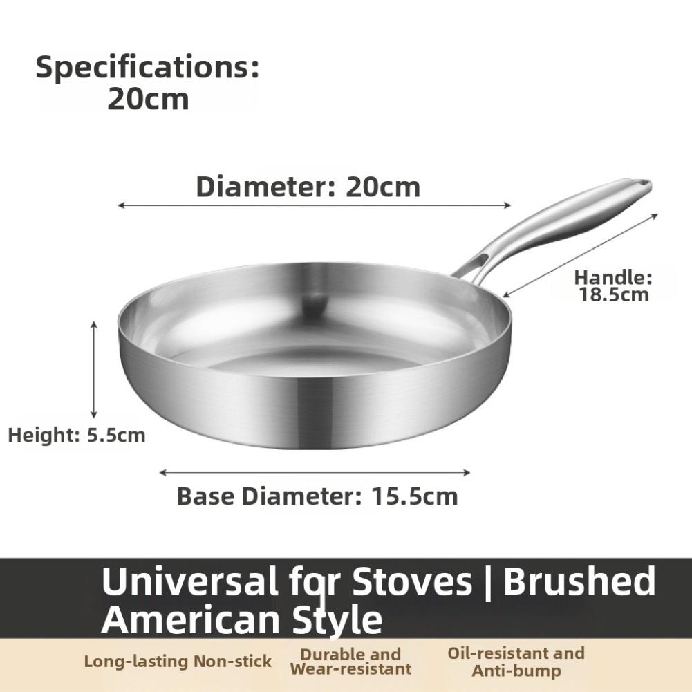 1Pcs Cooking Pan 304 Stainless Steel Pan 38.5*5.5cm Flat Bottomed Pans Suitable For Pancakes And Steaks Kitchen Cookware