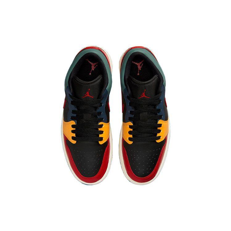 Air Jordan 1 Low SE Zwart Multi-Color Dames Sneakers Taxi Fransblauw Vuurrood DN3739-060