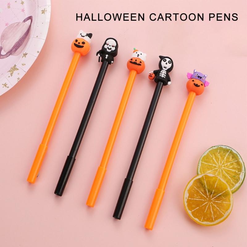 5Pcs Halloween Cartoon Gel Pen, 0.5MM Needle Tip, Quick Drying, Write Smoothly for Student Adult Noting Journaling