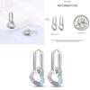 Sparkling Women Hoop Earrings 925 copper Heart Shape Star Moon Round Blue Zircon Fit Origina Drop Earrings Zircon Holiday gifts
