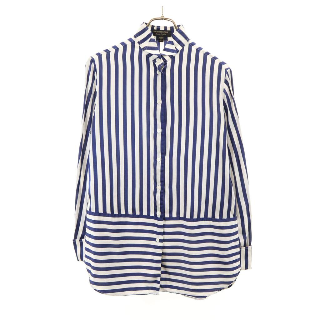 BURBERRY Made in Italy Silk Blend Striped Pattern Long sleeve shirt Women Used