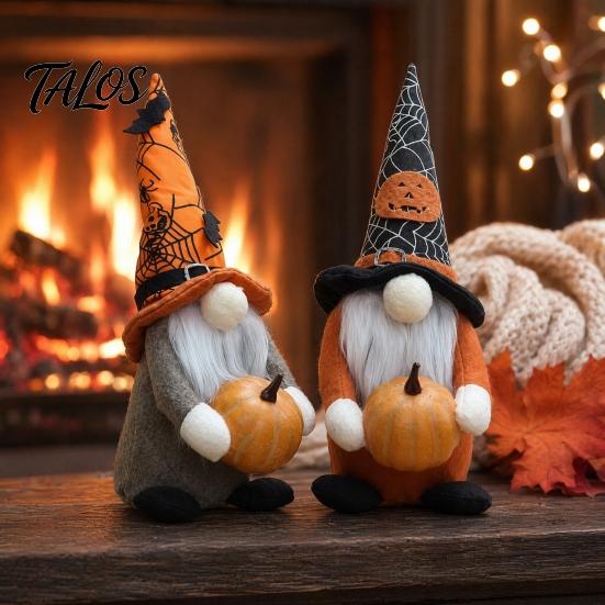 Three-dimensional Halloween Table Centerpiece Gnome Figurine, Fabric Pumpkin Bat Ornament, Faceless Doll for Tiered Tray Shelf Table, Spooky