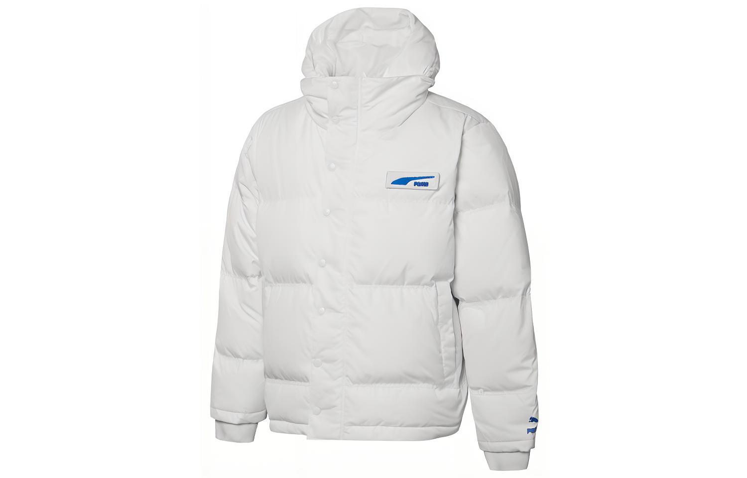 PUMA Down Jackets Unisex White Hooded Moderate Quilted Down Jacket 534486-02 L