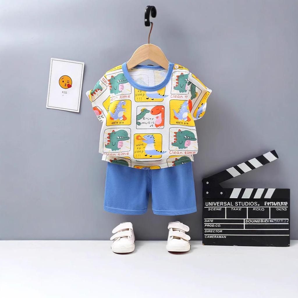 Korean Style Summer Cotton Outfit: Boys' Shorts and Girls' Short-Sleeve Set