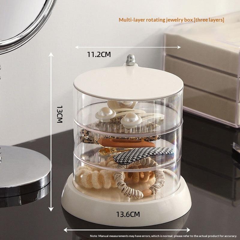 

360° Rotating Makeup Organizer with Dust-Proof Lid - Premium Jewelry Storage Box for Necklaces, Earrings, Ear Studs, Rings