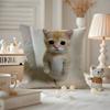 Art cat Cushion Cover Antidustmite Pillowcase Invisible zipper silky short plush Sofa cushion cover
