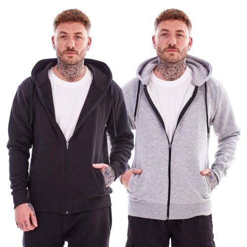 Keanu Mens Fleece Full Zip Hoodie (Pack of 2)