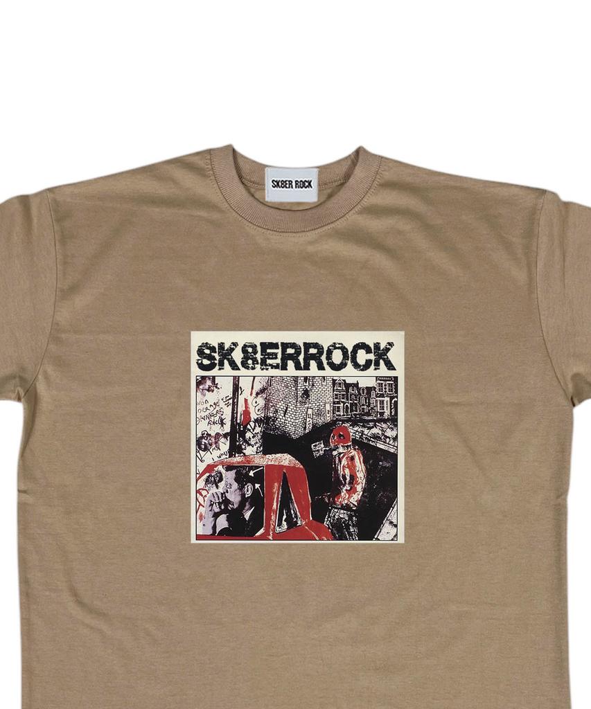 SK8ER ROCK Dirty Graffiti T-Shirt ((Beige ))