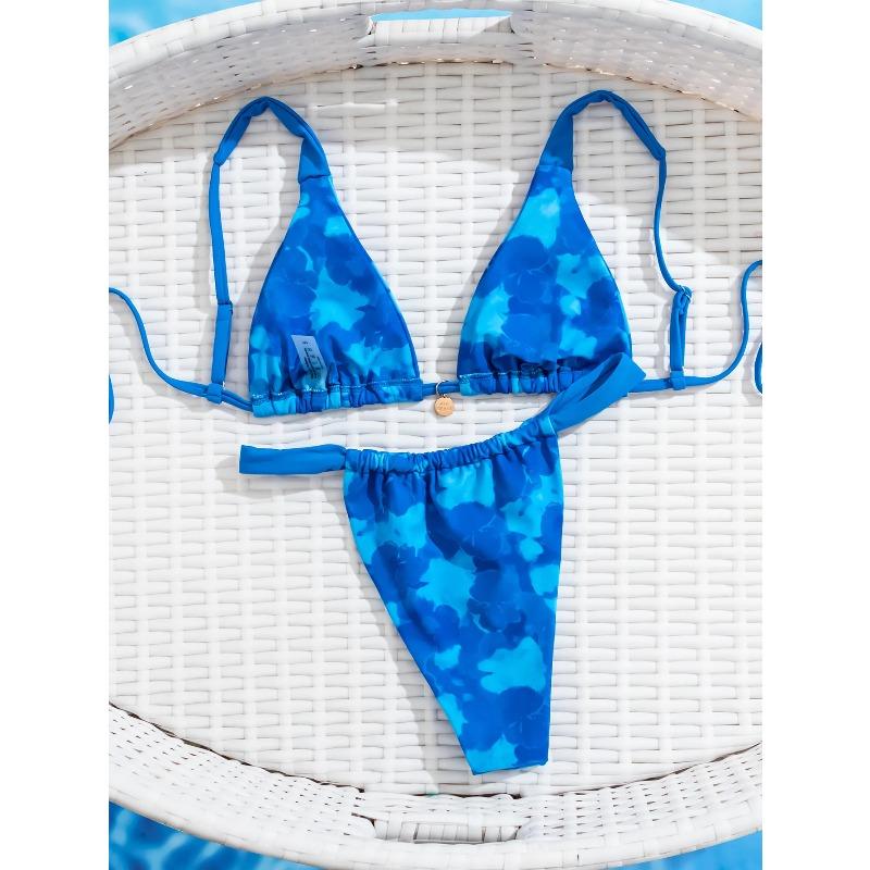 Women's Two Piece Bikini Set 2026 Sexy Triangle Push Up Swimsuit, Floral Print Bathing Suit Beach Swimwear
