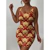 Womens Sleeveless Bodycon Midi Dress With 3D Print Breathable Lightweight Casual Office Wear