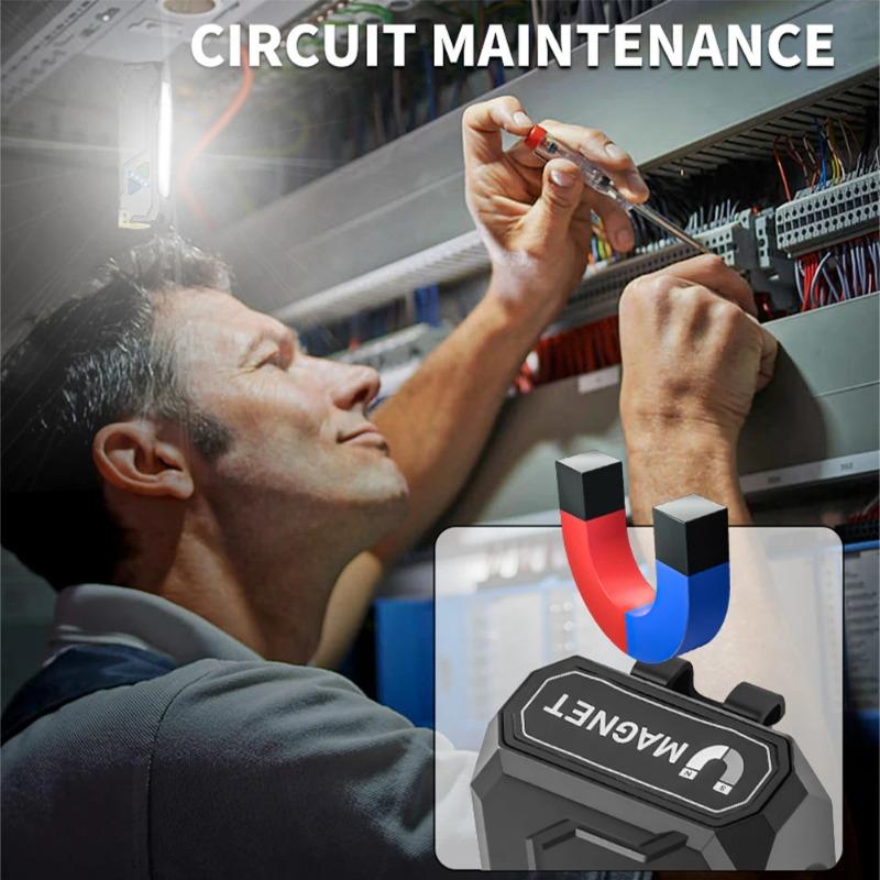 RGB LED Flashlight Rechargeable Flashlight Magnetic Work Light with Side Light Flash Light for Outdoors Emergency Camping