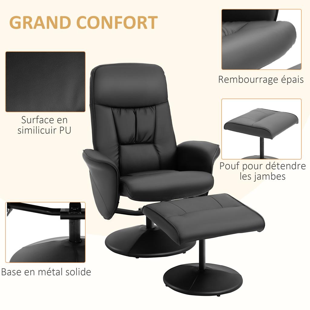 Relax Armchair with Footrest 360 degrees Swivel Relaxation Armchair with Reclining Backrest for TV