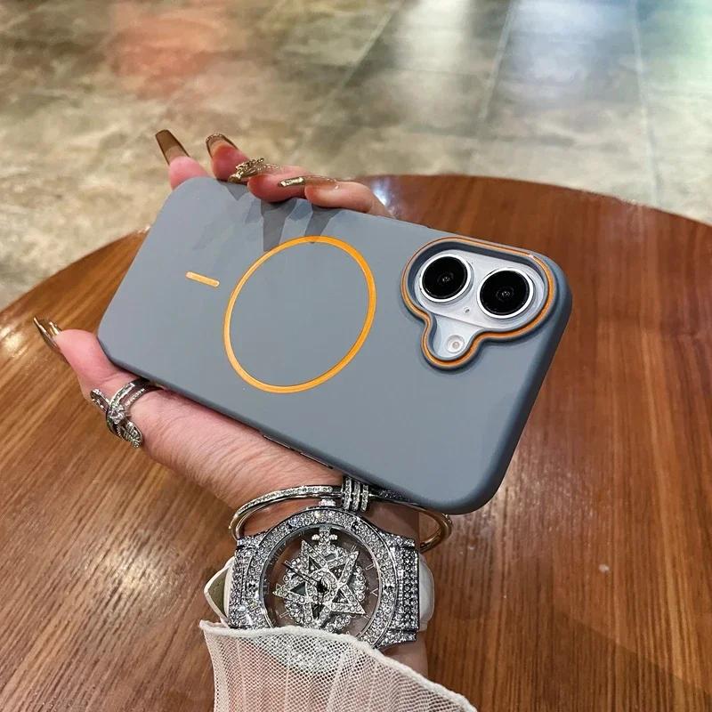 

Роскошный матовый чехол из твердого ПК для iPhone 16 Pro Max 14 15 Plus 12 13 15 pro max, магнитный чехол-накладка для беспроводной зарядки For iPhone 13 Pro