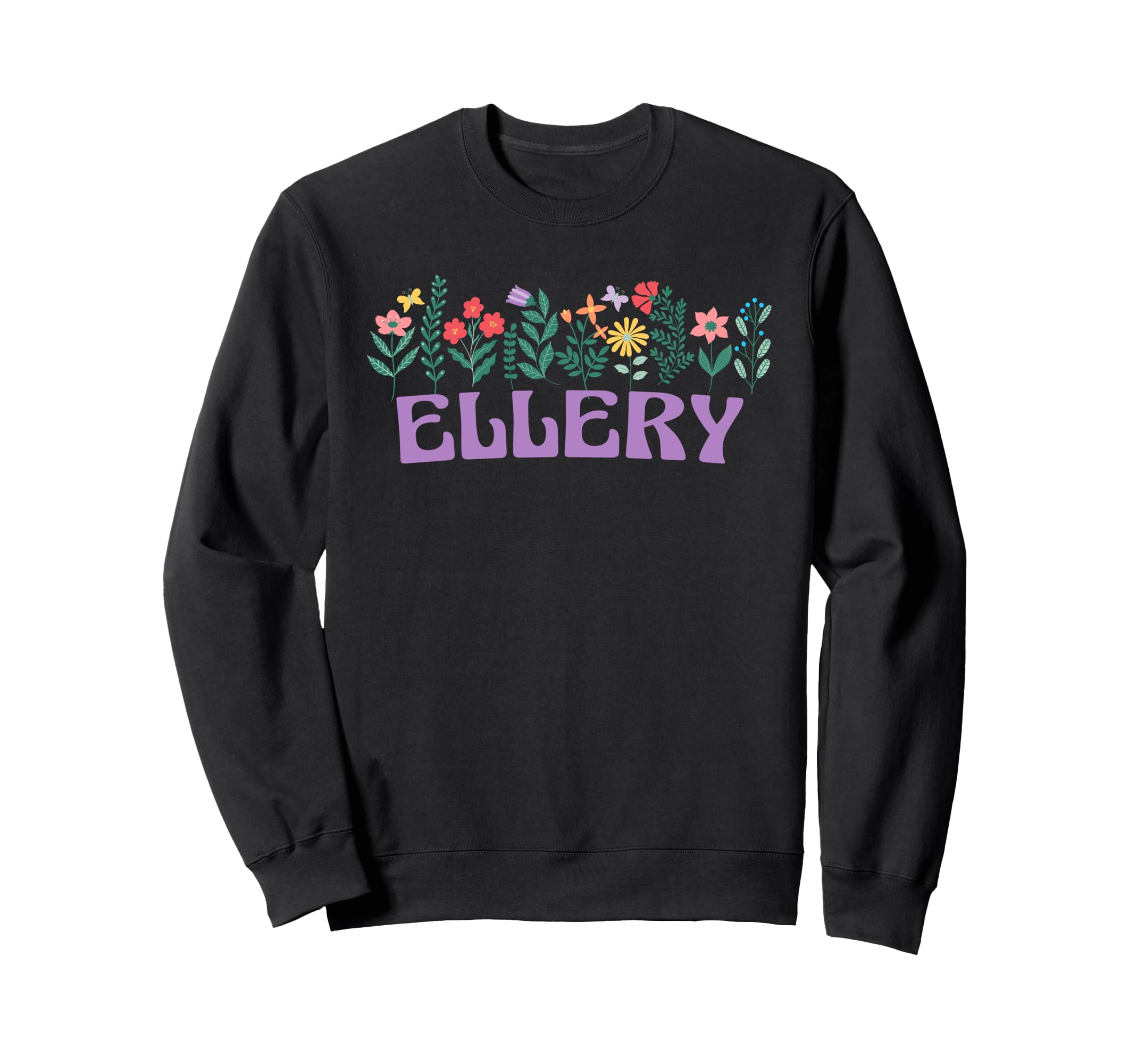 

Wildflower Floral ELLERY First Name Day Sweatshirt Mother s Women s чёрный