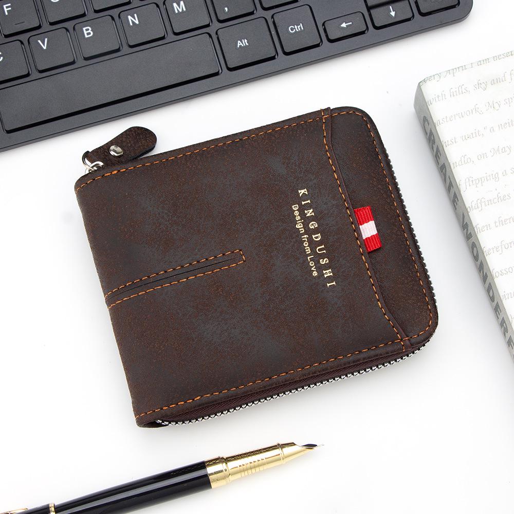 Men's Retro Zipper Tri-Fold Wallet with Coin Purse, Multi-Card Slots, and Chain Clip - Large Capacity