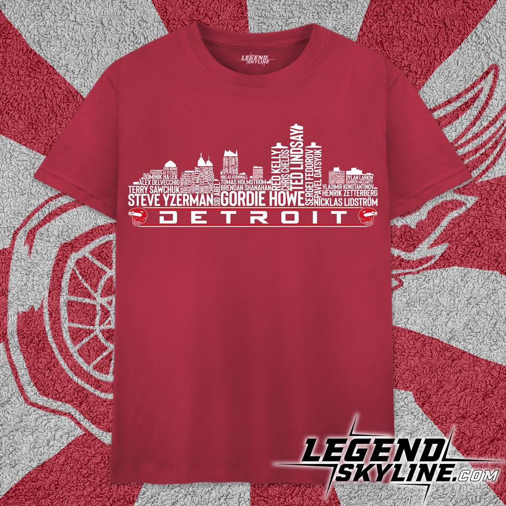 Detroit Hockey Greatest Of All Time Team Legends , Detroit City Skyline Shirt and kids tshirt