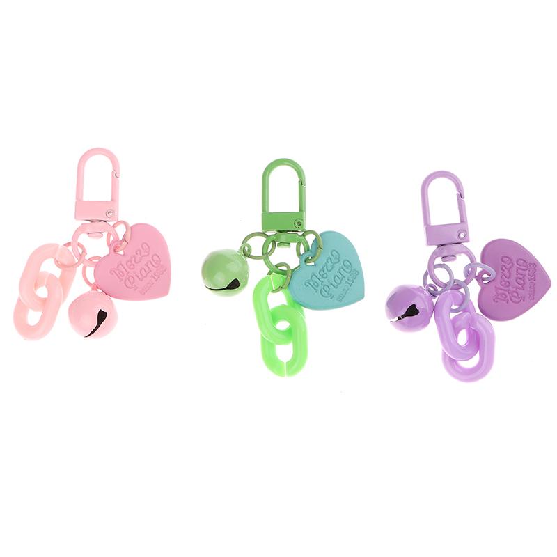 1Pc Alloy Love Shape Pendant Keychain Heart Key Chain With Bell Couple Friend Bag Gift Jewelry Key Holder Accessories