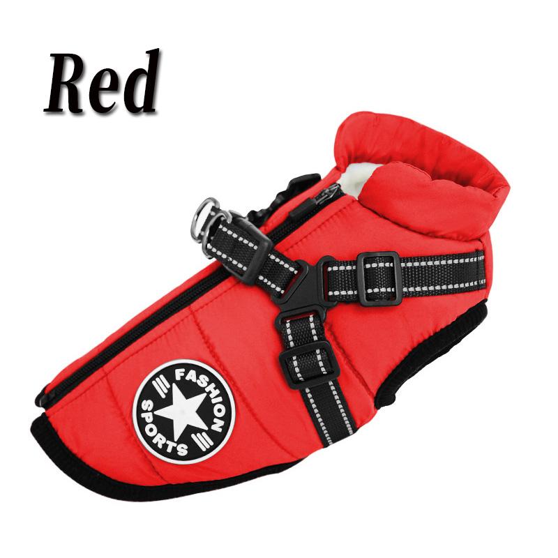 Winter Waterproof Dog Clothes with Harness Warm Pet Dog Cotton Jacket for Small Large Dogs Puppy Clothing French-Bulldog Coat