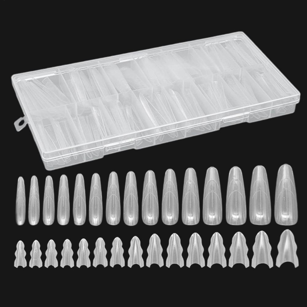 Nail Forms 180pcs Clear Sandwich Structure Nail Mold Transparent Almond-shaped Nails Tips Forms Nail Art Extended Supplies