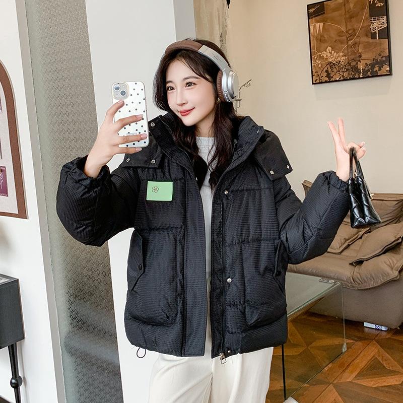 

Winter down cotton jacket cotton clothes women s 2025 new thickened niche hooded padded jacket workwear student bread suit M чёрный