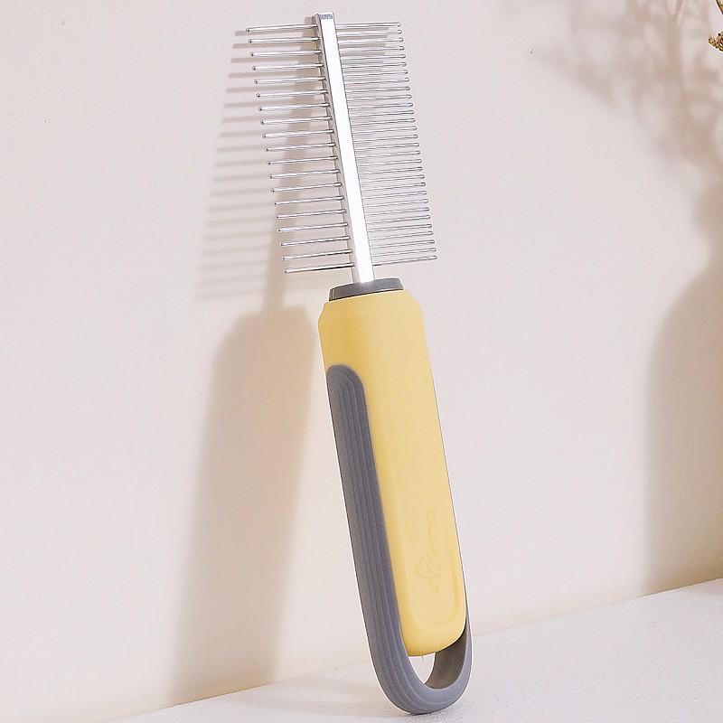 Dog Comb Double-sided Dogs Brush Self-cleaning Cat Brush Pet Hair Remover Stainless Steel Combs for Dog Grooming Massage Brushes
