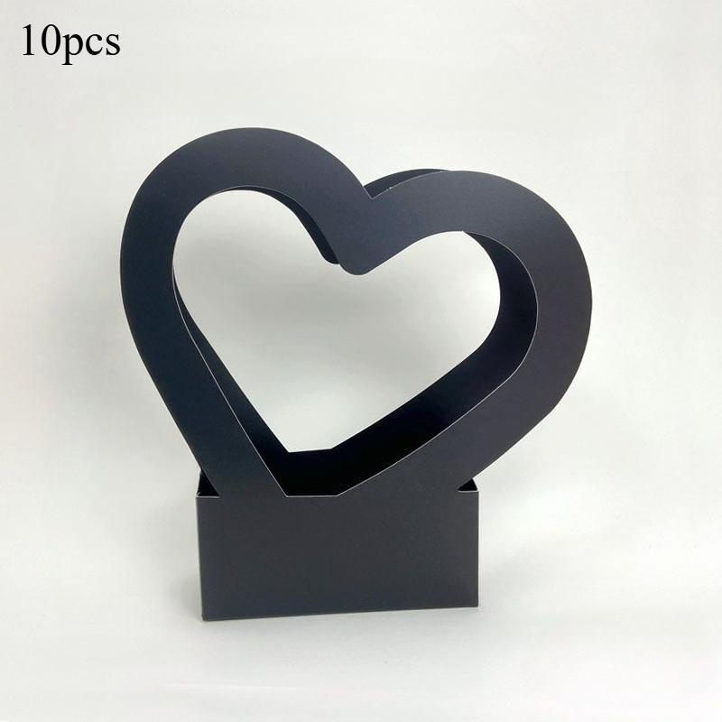 

10pcs Heart Hollow Out Flower Bouquet Gift Box Handheld Flower Box Birthday Wedding Anniversary Perfect for Rose Tulip and More Other