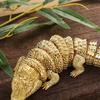 Antique Brass Crocodile Alligator Figurine 3D Articulated Animal Statue with Movable Joints Vintage Home Desk Decor Ornament