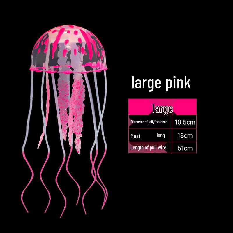 Fluorescent Silicone Jellyfish Decorations for Fish Tanks - Small, Medium, Large Sizes Available