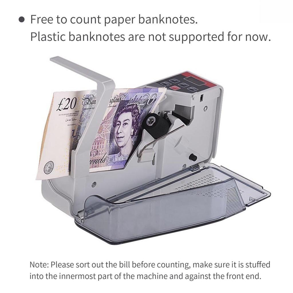 Tragbarer Mini Handlicher Geldzähler Weltweit Schein Bargeld Banknote Note Währung Zählmaschine LED-Anzeige Finanzielle Ausrüstung