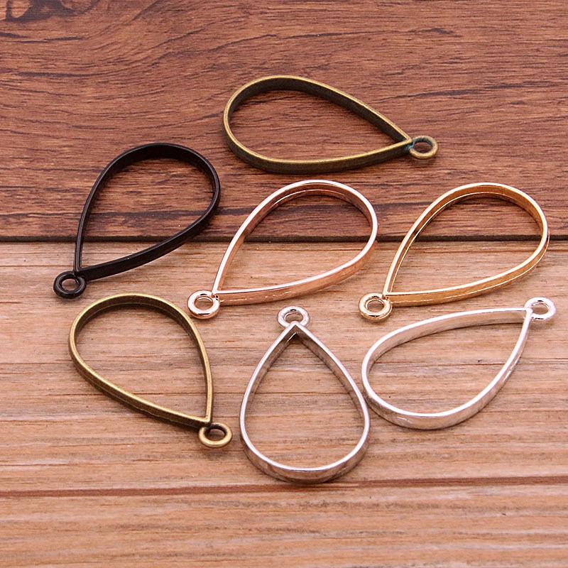 

Antique-Style Water Drop Epoxy Frame Pendant, 5 Colors, 38x20mm for DIY Jewelry