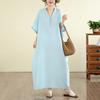 DIMANAF New 2026 Women Plus Size Summer Casual Sundress Long Dress Cotton Loose Oversize Maxi Beach Solid Elegant Lady Holiday