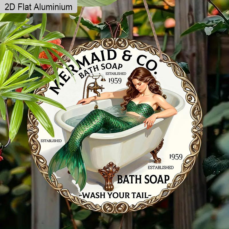 2D Flat aluminum Bathroom decor Metal signs Bathroom wall art, Vintage bathroom artwork, Rustic farmhouse wall decor, Waterproof wall art for