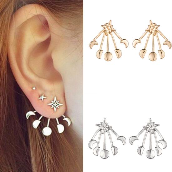 

Простые серьги в форме Солнца и Луны, женские серьги-гвоздики, вечерние ювелирные изделия, подарок