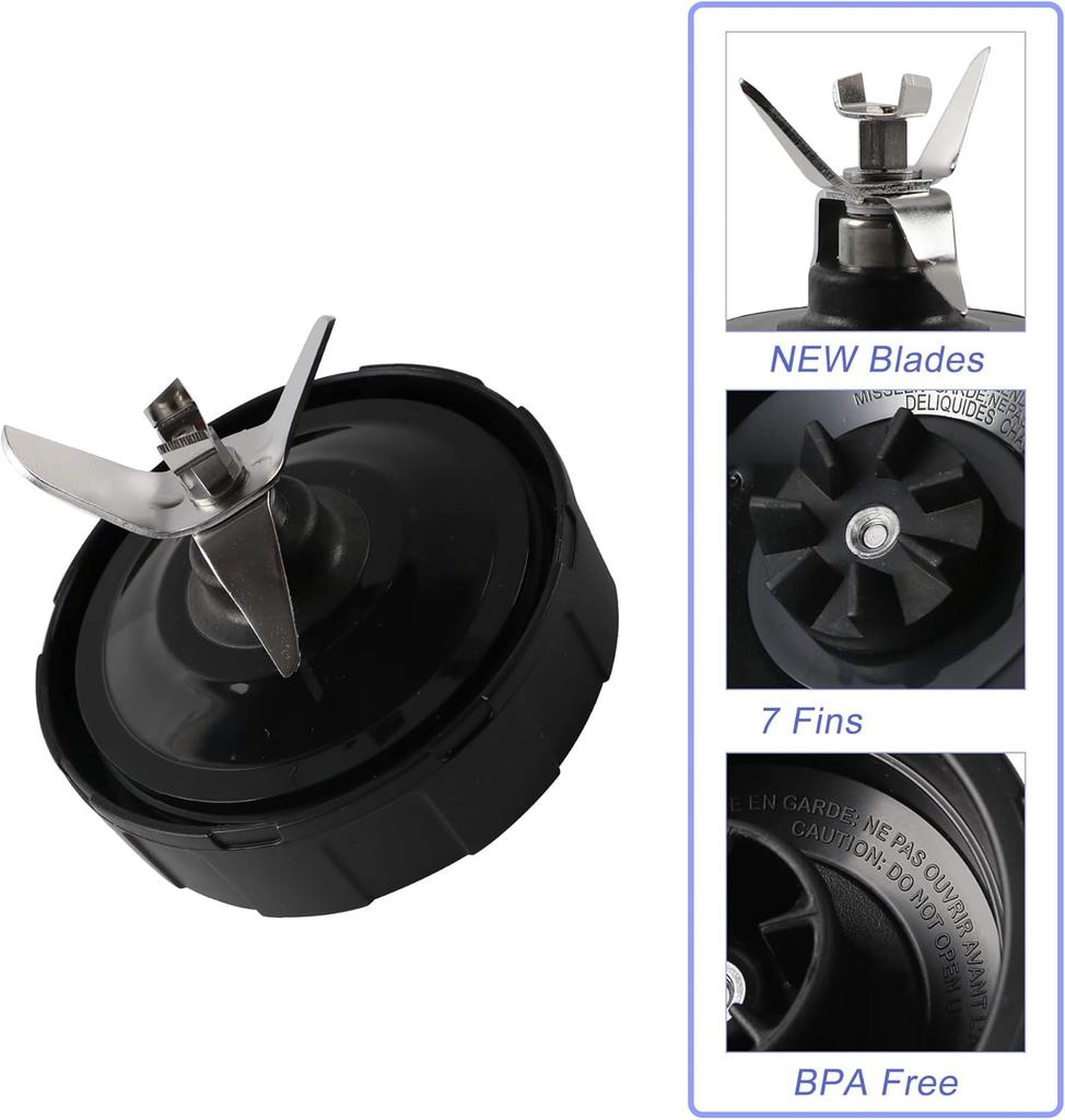 1 Pack Extraktor Klingenbaugruppe 7 Finnen Ninja Mixer Klinge Ninja Mixer Ersatzteile Kompatibel mit Ninja Mixern Auto iQ BL480 BL482 BL642