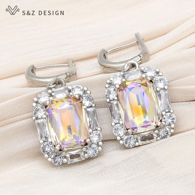 

Модные серьги-капли цвета розового золота с прямоугольными кристаллами для женщин, свадебные украшения, серьги-капли с кубическим цирконием, подарок