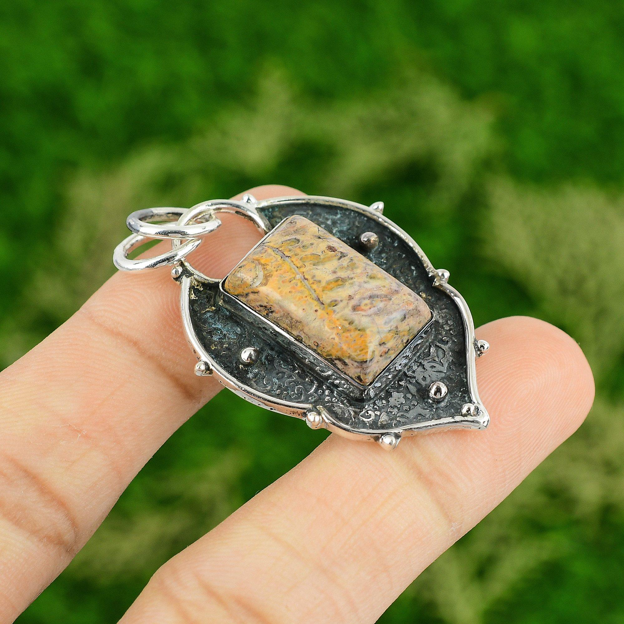 

Leopardskin Jasper Pendant 925 Sterling Silver Pendant Natural Gemstone Pendant Handmade Jewelry Gifts For Her