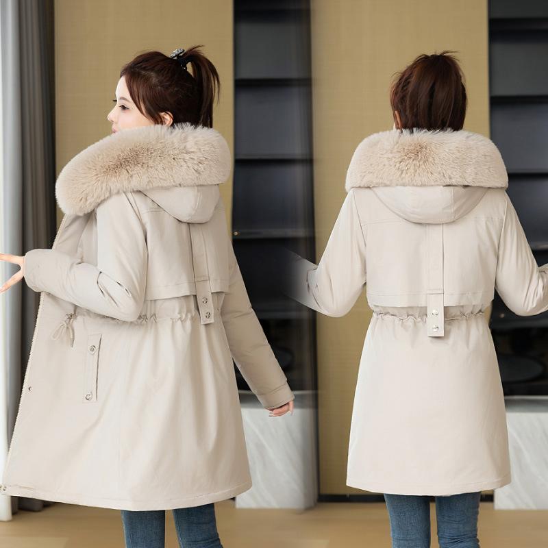 Plush Fleece Mid-length Winter Korean Style New Loose Cotton Coat Thickened Cotton Coat and Jacket for Women