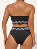 European & American Style High-Waisted Strapless Bikini Set - Fashionable Slimming Swimwear for Women
