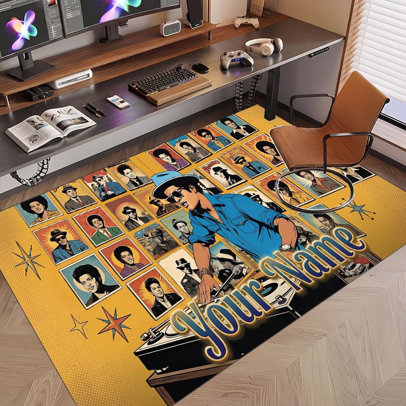 Custom Name Crystal Velvet Rug,Bruno Mars Comfortable Anti Slip Floor Mat For Room Decoration