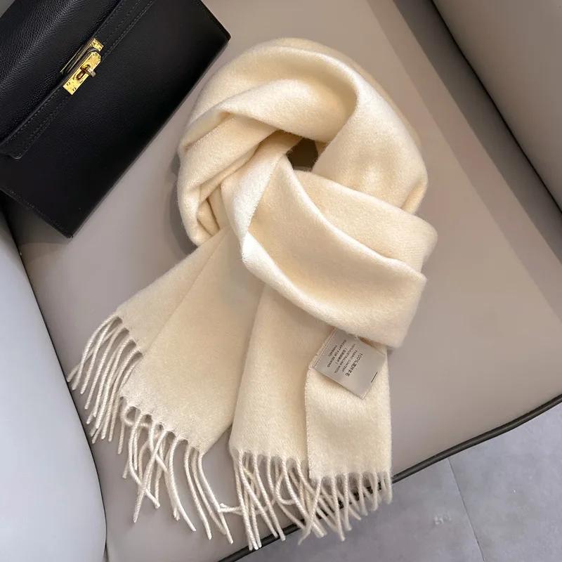 Winter Narrow Scarf 28 Color 100% Wool Scarf Hot Selling Solid Color Scarf Men's and Women's Universal Warm and Cold Proof Scarf