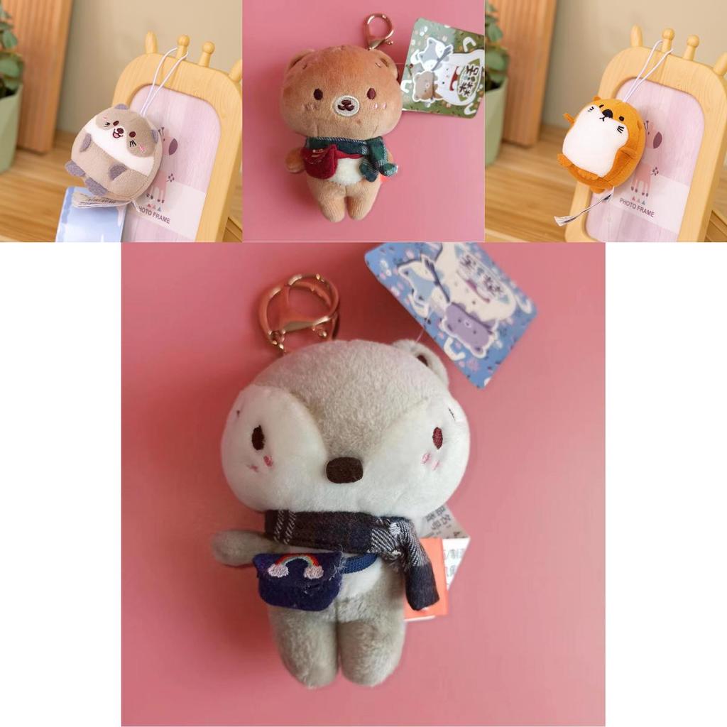 Adorable Plush Sloth Keychain Cute Round Ball Shape Stuffed Animal Doll In Brown Gray