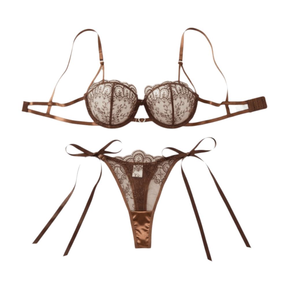 Hollowed-out Thong Bra Suit Lace-up Underwear Sets Versatile Lace Lingerie Set Valentine's Day