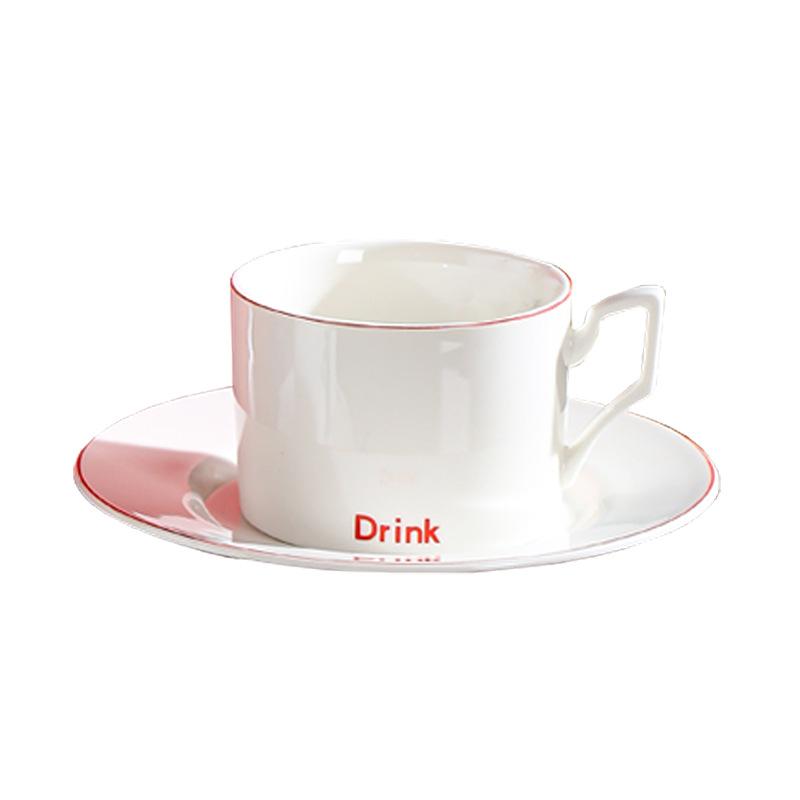 Ceramic coffee cup and saucer set, afternoon tea cup, saucer and spoon, household high-value flower teacup.