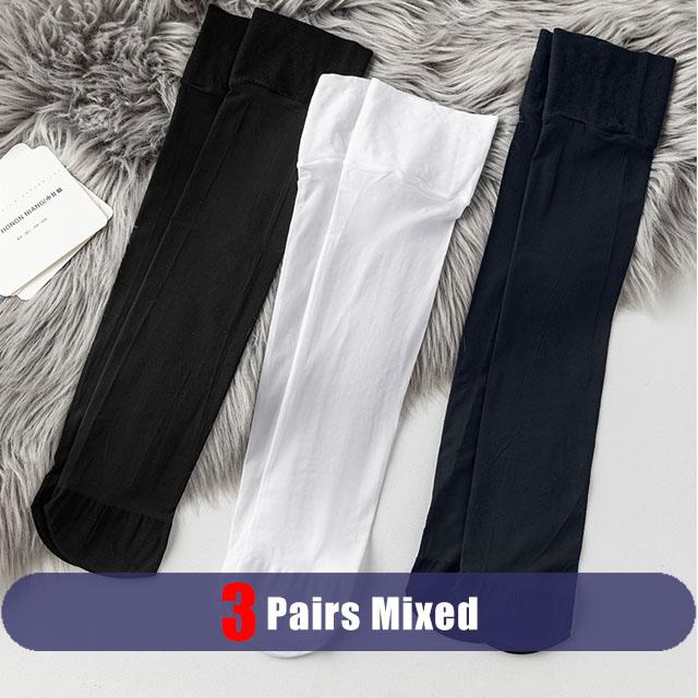 3 páry Pánské dlouhé ponožky Hedvábné Business Jednobarevné Tenké Nylonové Lehké Prodyšné Měkké Elastické Pod koleno Lýtko Formální oblečení Posádkové Společenské ponožky