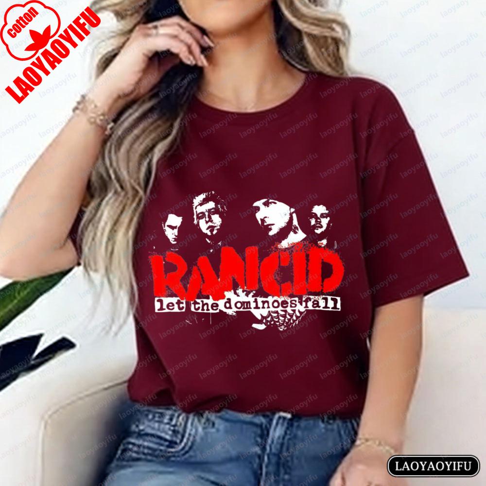 Let The Dominoes Fall Print TShirt Rancid Fan Unisex Tops Punk Lover Cotton Tee Vintage Classic Band Rock Women Unisex Streetwear
