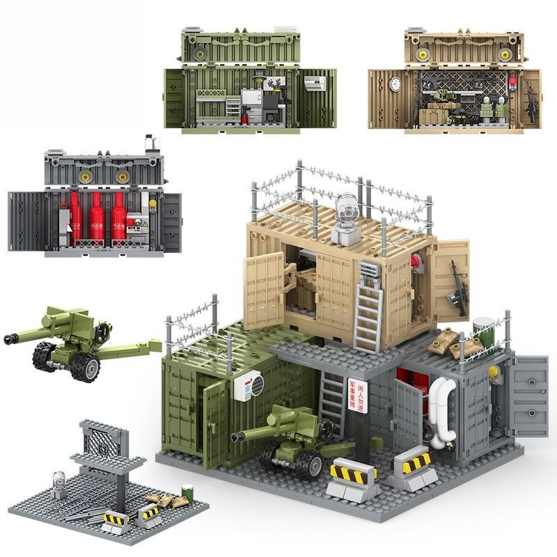 Vojenské Scéna Kontejnerový Kemp Arsenal Obrana Pozorovací Věže Velitelská Stanoviště Základny Policejní Stanoviště Stavebnice Modely Kostky