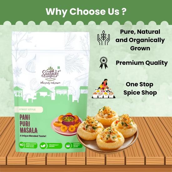 Saatyaki Naturals PaniPuri Masala -50gm| Pure Authentic Indian spice blend for Tangy-Spicy Golgappa Pani Mix | Street-Style Flavour | No Preservatives