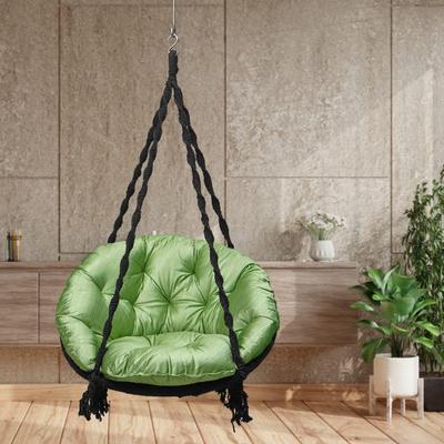 Balançoire pour balcon/balançoire hamac/Jhoola pour adultes en extérieur/capacité de poids de 150 kg/comprend un grand coussin d'assise vert(Noir - 32 pouces)