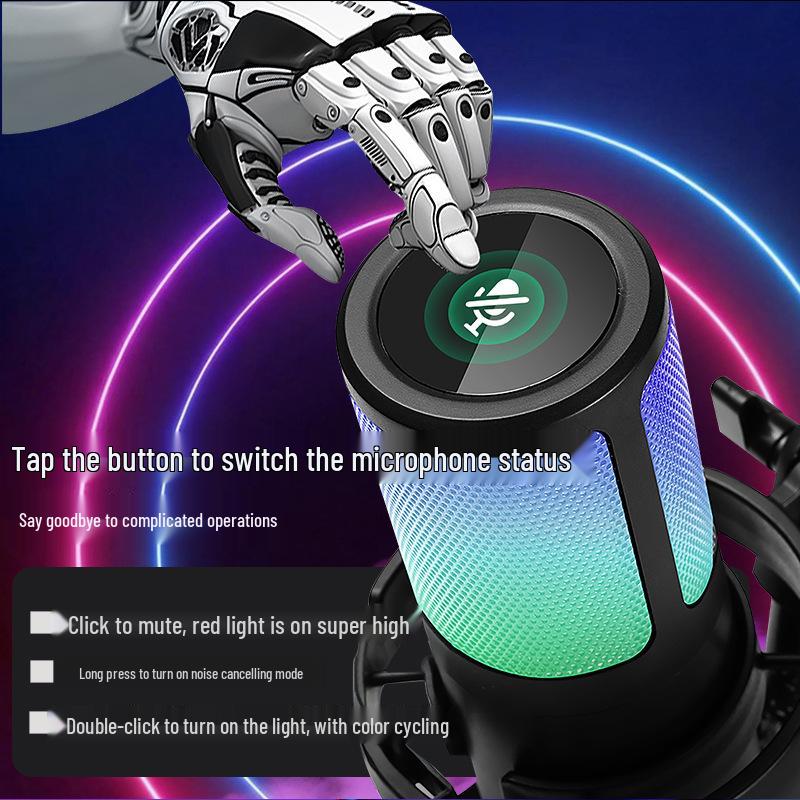 RGB USB Desktop Boom Arm Microphone for Gaming, Streaming & Recording with Mute & Monitoring Features