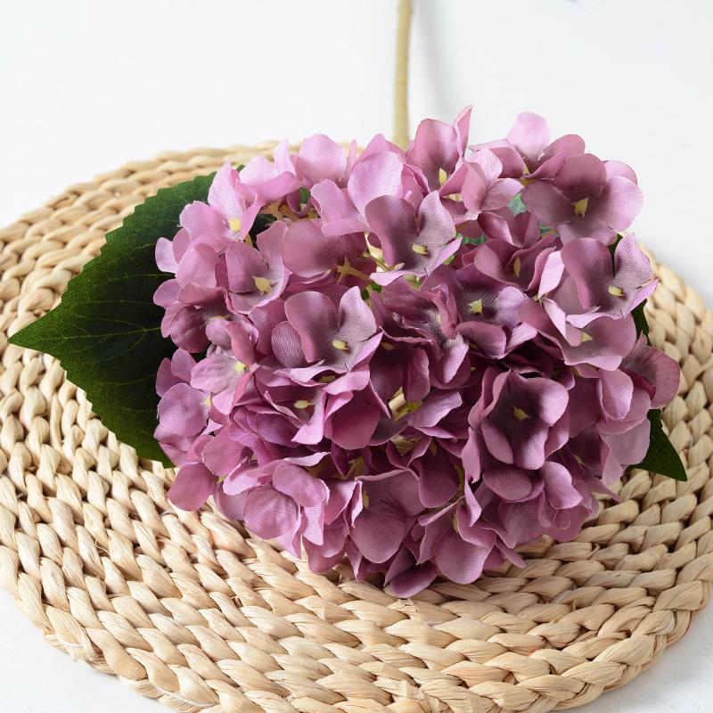 Artificial Silk Hydrangea with Leaves for Home Decor, Weddings, and Photography